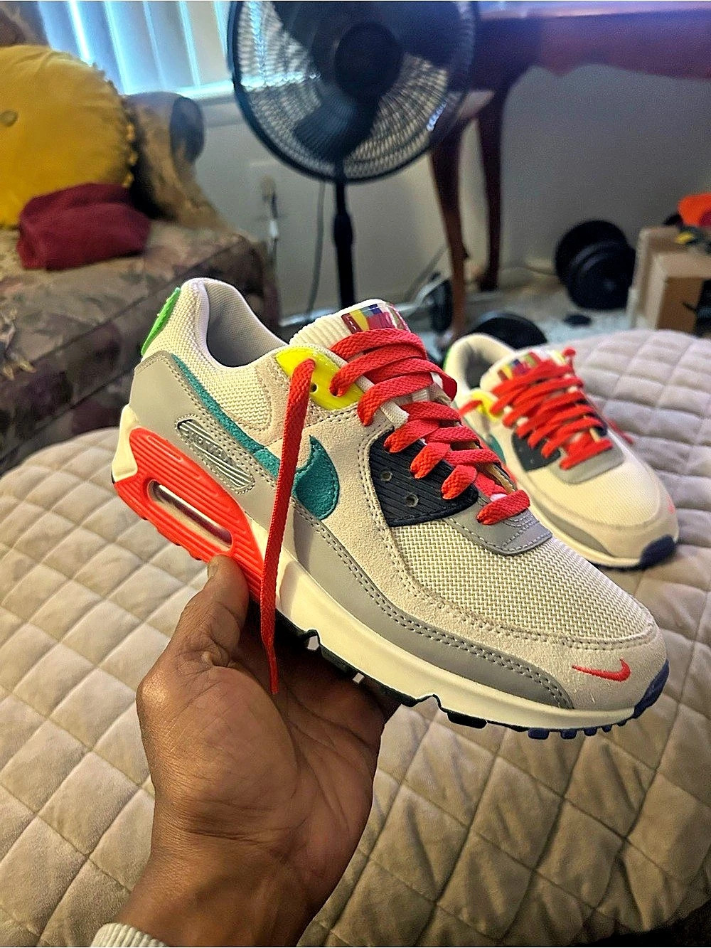 Nike Air Max 90 "Pink Foam Armory Navy" White & Red Sneakers